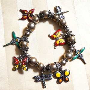 VINTAGE Enamel DRAGONFLY BUTTERFLY 🦋  bracelet